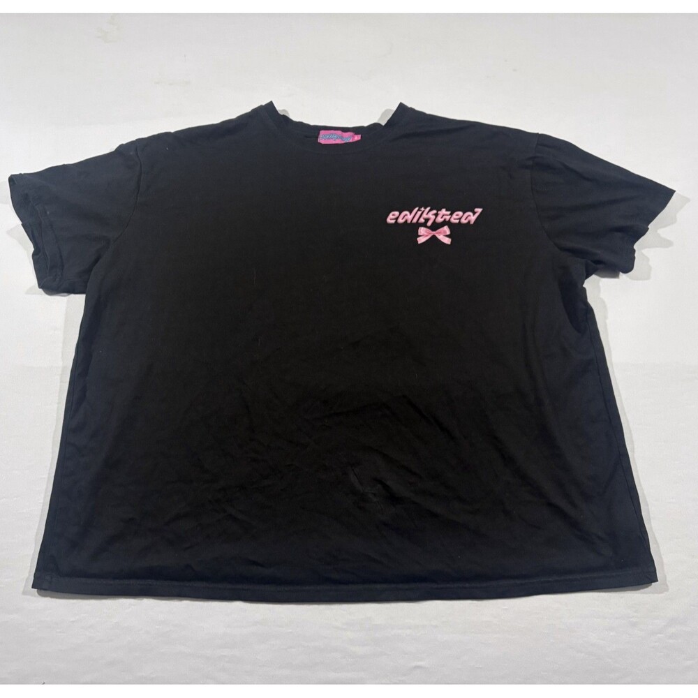 Edikted Womens One Size Black Boxy Short Sleeve Crew Neck Cropped T-Shirt  Tee